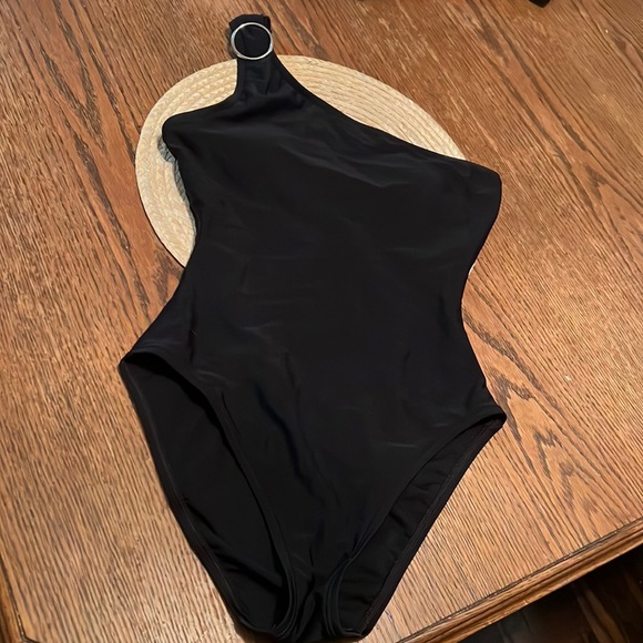 Anne Cole Black One Shoulder Swimsuit Size 10 - Picture 5 of 9